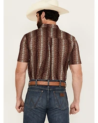 Cody James Men's Wood Cut Southwestern Striped Short Sleeve Button-Down Stretch Western Shirt