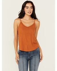 Shyanne Women's Crochet Lace Faux Suede Cami Top
