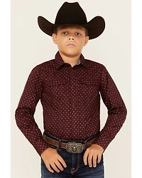 Cody James Boys' Williams Geo Print Long Sleeve Snap Western Shirt