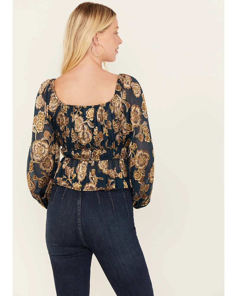 Shyanne Women's Floral Print Burnout Top