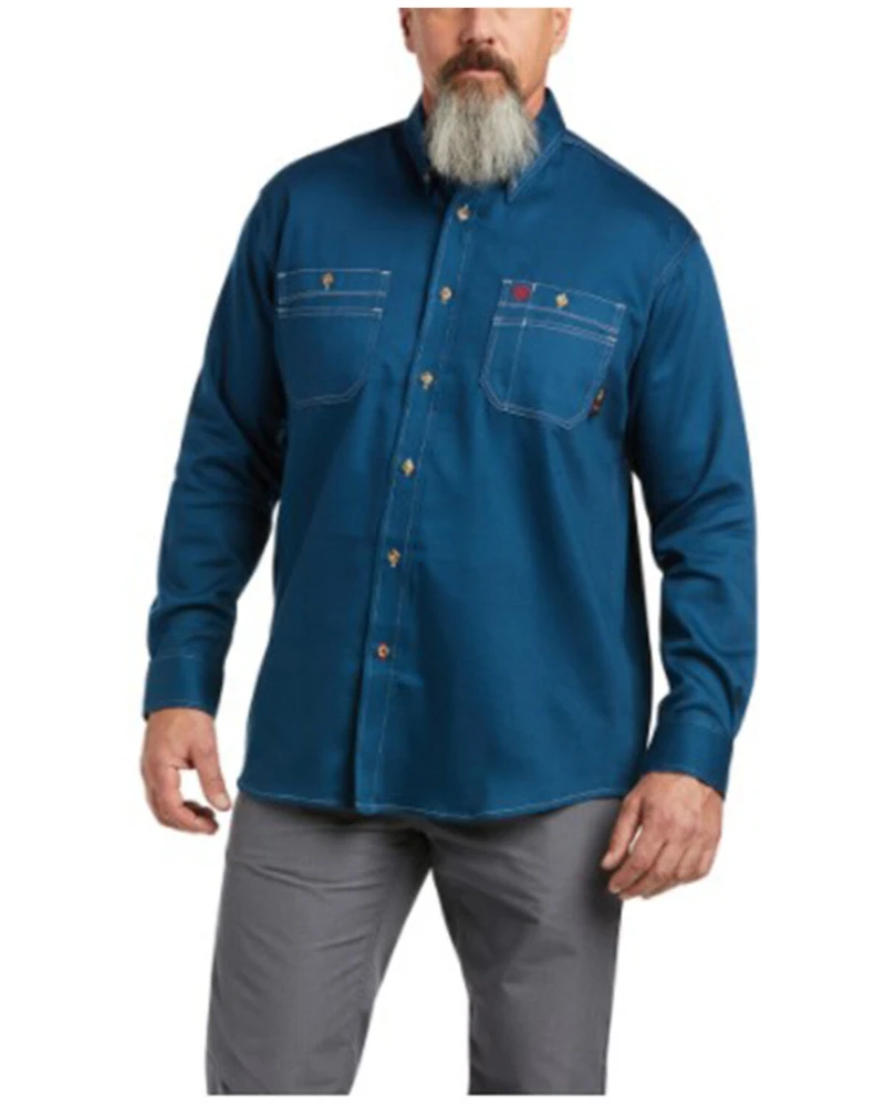 Ariat Men's FR Solid Long Sleeve Button Down Work Shirt - Tall