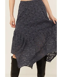 Originality Women's Handkerchief Hem Lace Midi Skirt