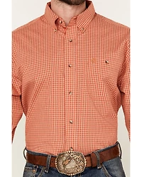 George Strait by Wrangler Men's Plaid Print Long Sleeve Button-Down Stretch Western Shirt