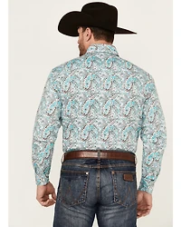 Rough Stock by Panhandle Men's Paisley Print Long Sleeve Pearl Snap Stretch Western Shirt