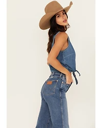 Wrangler Retro Women's Dark Wash Tie-Front Sleeveless Snap Western Shirt