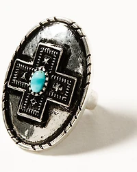 Shyanne Women's Southwestern Antique Cross Statement Ring