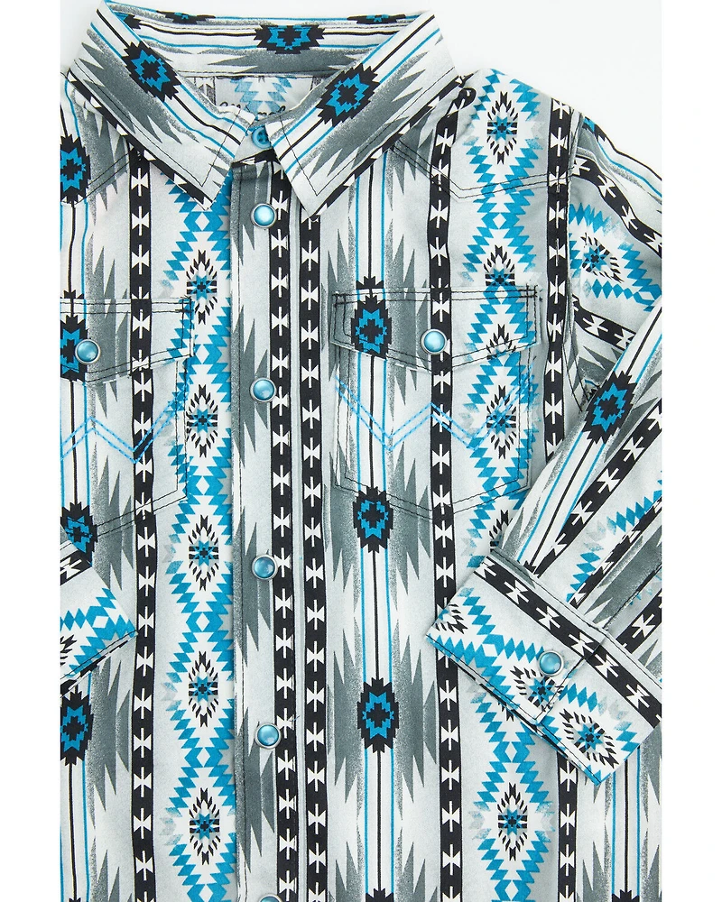 Wrangler Toddler Boys' Southwestern Print Long Sleeve Snap Western Shirt