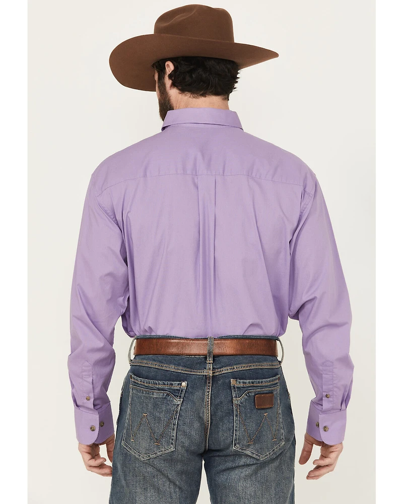 George Strait by Wrangler Men's Solid Long Sleeve Button-Down Stretch Western Shirt