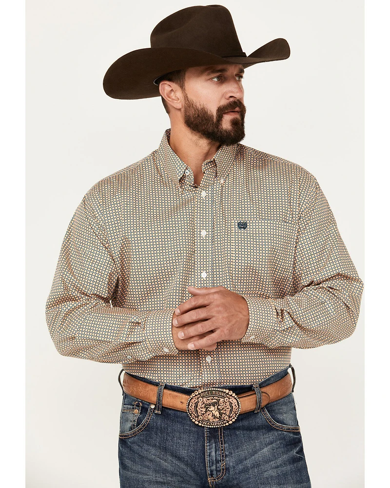 Cinch Men's Geo Print Long Sleeve Button-Down Western Shirt