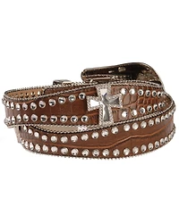 Blazin Roxx Scalloped Rhinestone Cross Croc Print Belt
