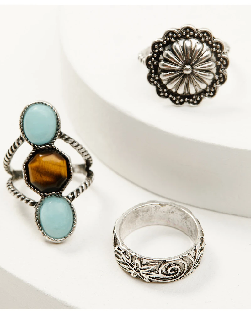 Shyanne Women's Juniper Sky Multi Gem Ring Set - 5 Piece