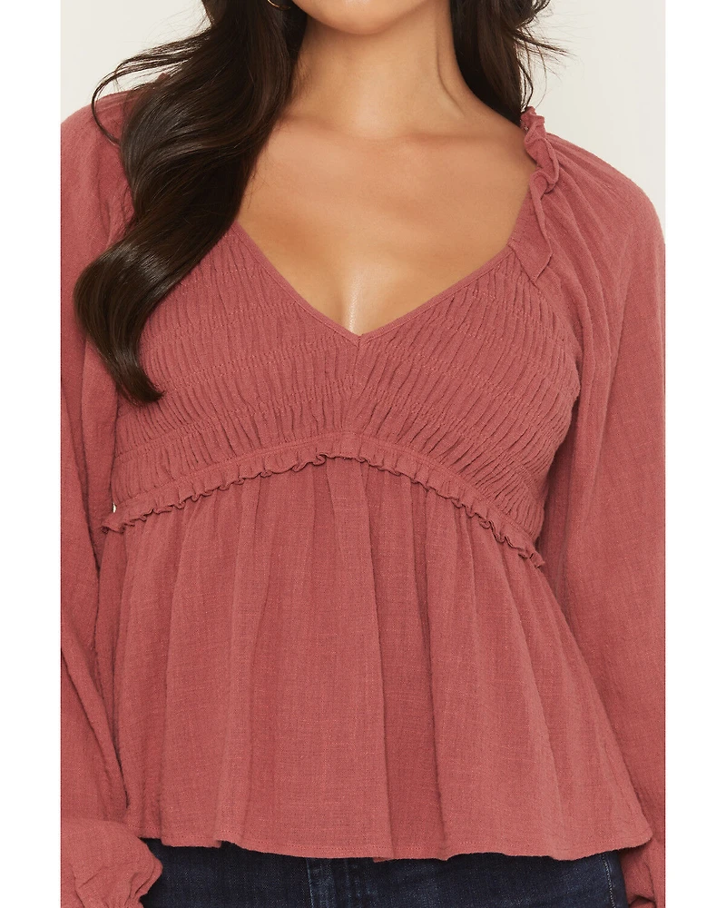 Yura Women's Long Sleeve Smocked Top