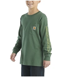 Carhartt Boys' Solid Logo Long Sleeve Pocket T-Shirt