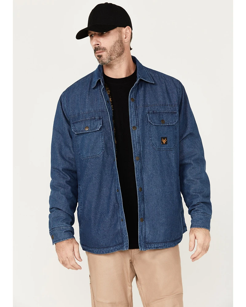 Hawx Men's Dark Wash Denim Lined Work Shirt Jacket