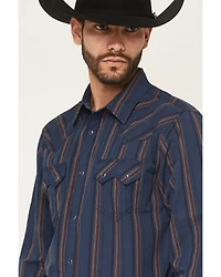 Moonshine Spirit Men's Riff Stripe Print Long Sleeve Snap Western Shirt