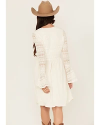 Shyanne Women's Lace Long Sleeve Button-Down Mini Dress
