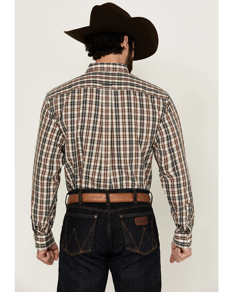 Ariat Men's Wrinkle Free Folk Plaid Print Long Sleeve Button-Down Western Shirt - Tall