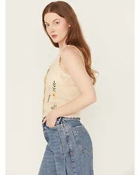 Rock & Roll Denim Women's Crochet Floral Tank