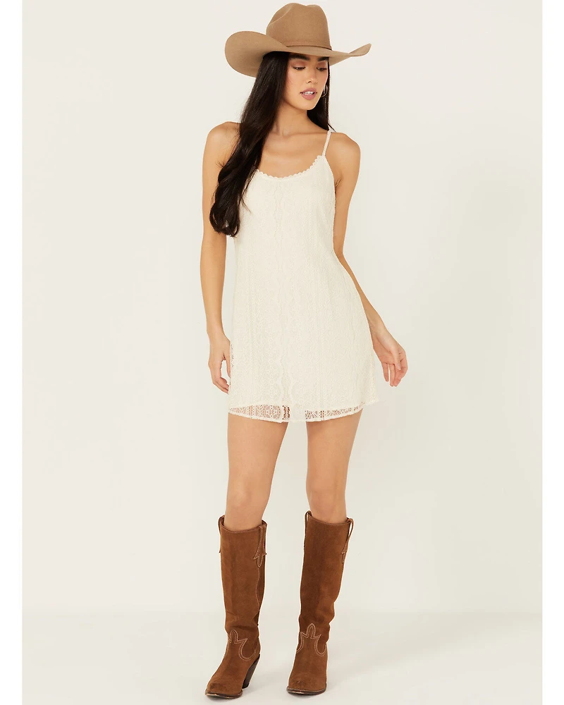 Shyanne Women's Nylon Lace Mini Slip Dress