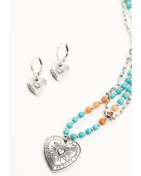 Shyanne Women's Beaded Heart Pendant Jewelry Set - 2 Piece