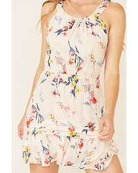 Miss Me Women's Floral Cutout Halter Mini Dress