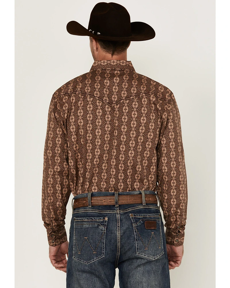 Cowboy Hardware Men's Southwestern Print Long Sleeve Snap Stretch Western Shirt