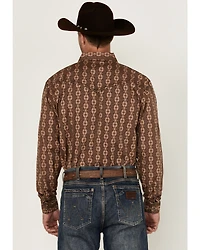 Cowboy Hardware Men's Southwestern Print Long Sleeve Snap Stretch Western Shirt