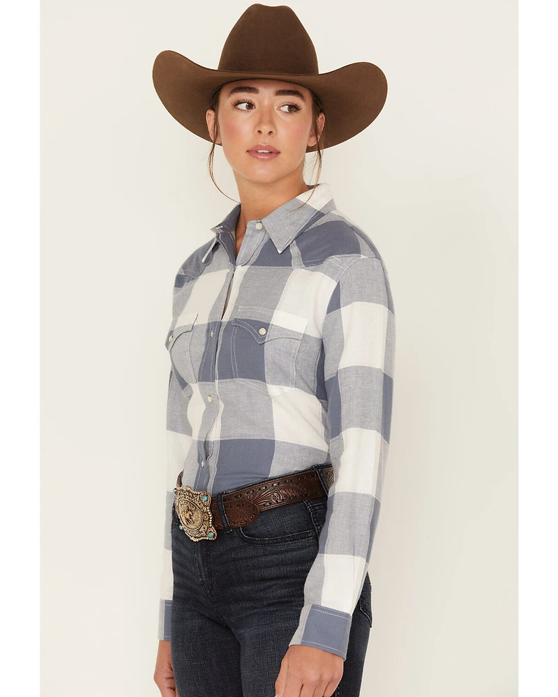 Wrangler Women's Boot Barn Exclusive Buffalo Check Print Long Sleeve Western Flannel Snap Shirt