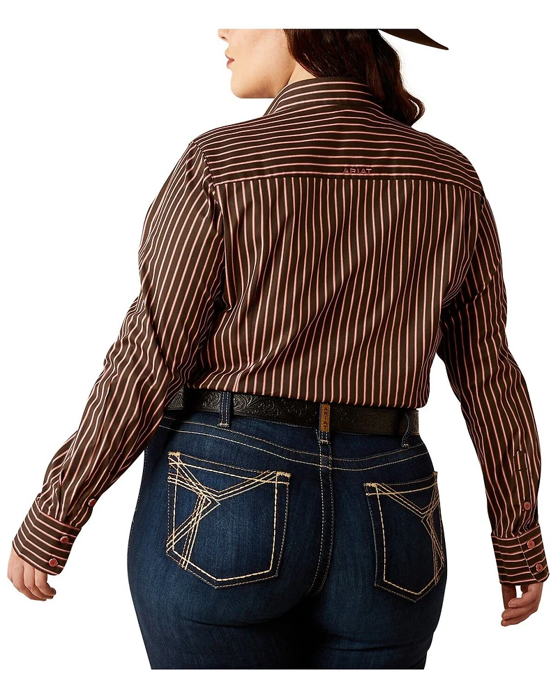 Ariat Women's Kirby Striped Long Sleeve Button-Down Stretch Western Shirt - Plus