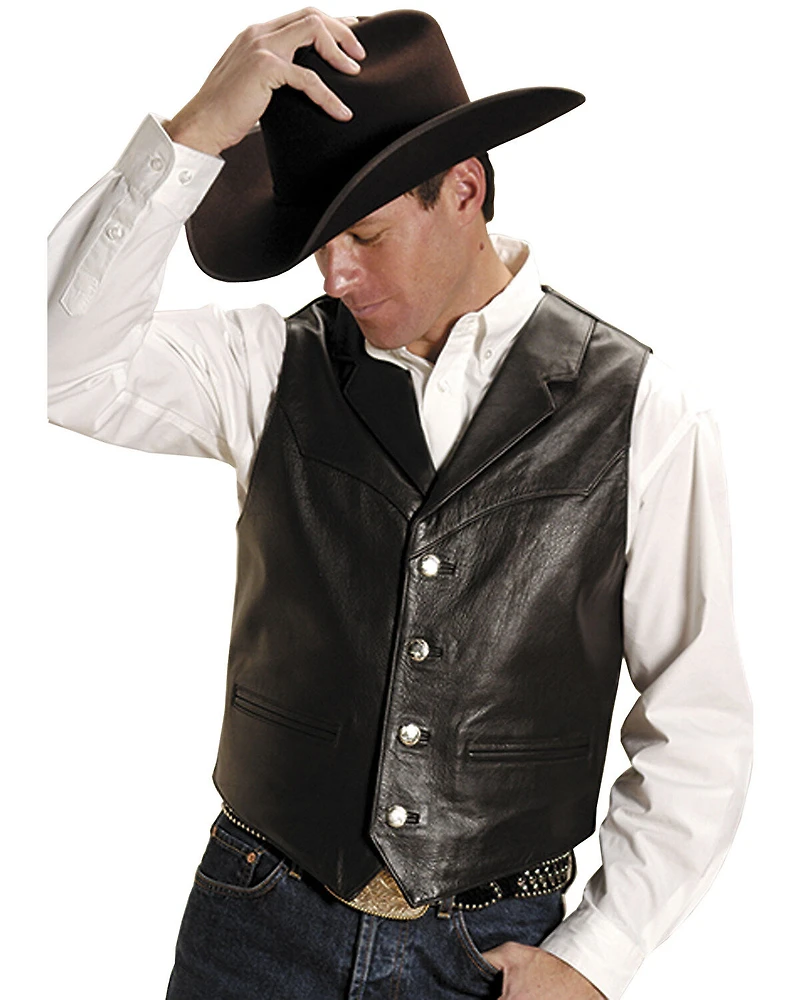 Roper Men's Nappa Notched Collar Leather Vest