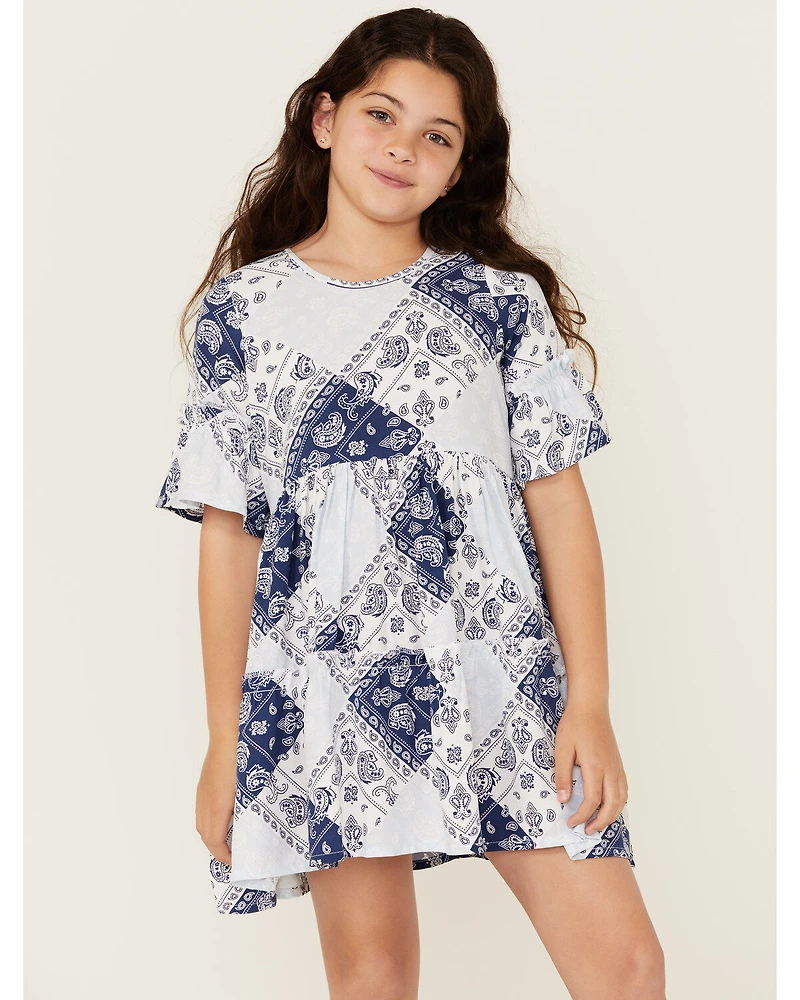 Wrangler Girls' Bandana Print Short Sleeve Mini Dress