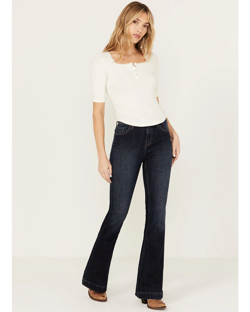Idyllwind Women's Dark Wash Vista Drive Outlaw Trouser Flare Denim Jeans
