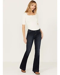 Idyllwind Women's Dark Wash Vista Drive Outlaw Trouser Flare Denim Jeans