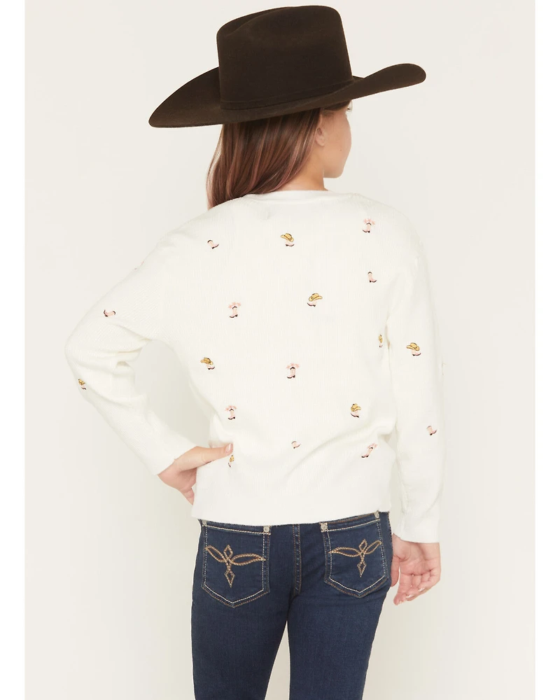 Fornia Girls' Boot Embroidered Cardigan