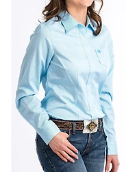 Cinch Women's Light Blue Stripe Long Sleeve Button Down Western Core Shirt