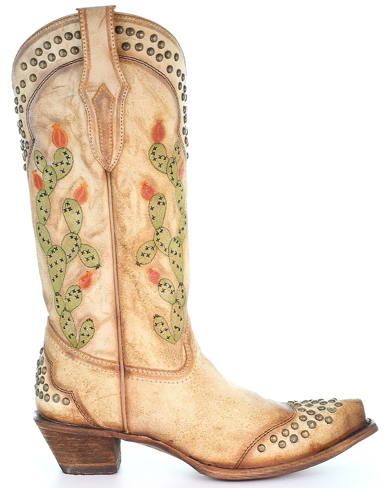Corral Women's Saddle Cactus Embroidery Western Boots - Snip Toe