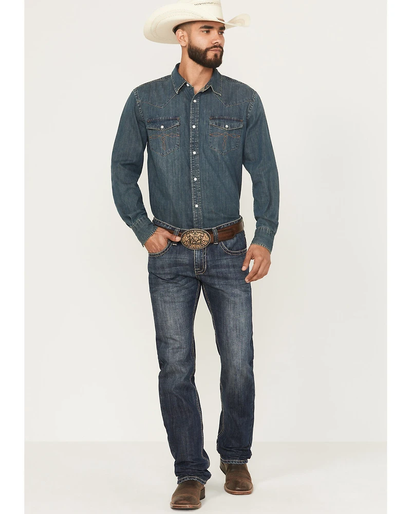 Rock & Roll Denim Men's Pistol Dark Wash Stackable Bootcut Rigid Jeans