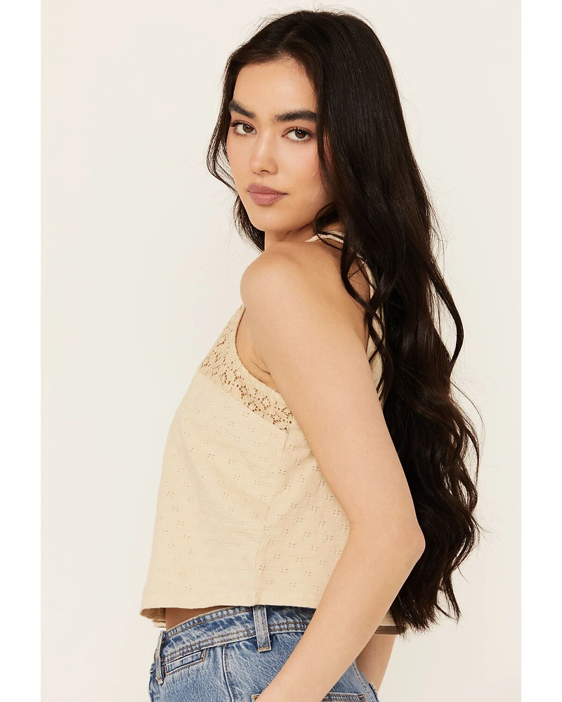 Cleo + Wolf Women's Blaire Cropped Jacquard and Lace Tank