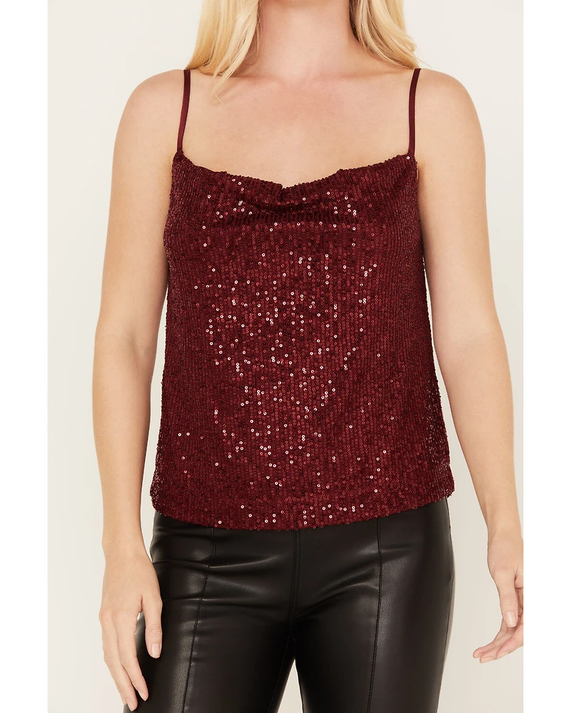 By Together Women's Sequin Cowl Neck Tank