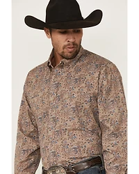 George Strait by Wrangler Men's Paisley Print Long Sleeve Button-Down Stretch Western Shirt