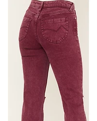 Cleo + Wolf Women's High Rise Distressed Knee Slim Stretch Straight Jeans