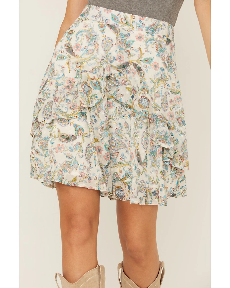 Ash & Violet Women's Floral Smocked Tiered Skirt