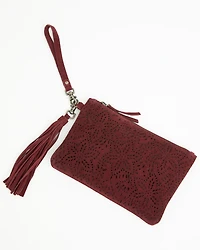 Shyanne Women's Avenly Floral Perforated Suede Wristlet Clutch