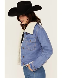 Wrangler Women's Medium Wash Sherpa Lined Denim Jacket