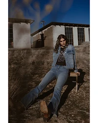 Cleo + Wolf Women's Wilshire Cropped Oversized Denim Jacket