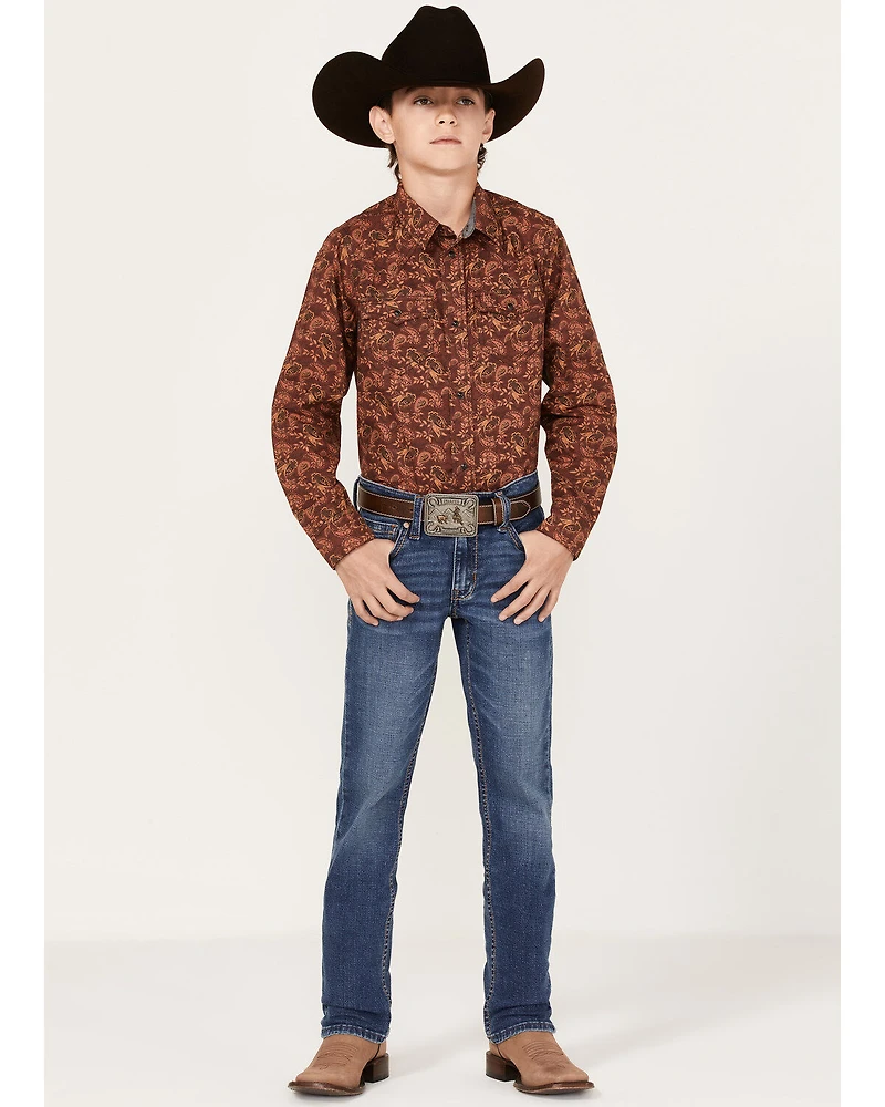Cody James Boys' Paisley Print Long Sleeve Western Snap Shirt