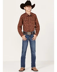 Cody James Boys' Paisley Print Long Sleeve Western Snap Shirt
