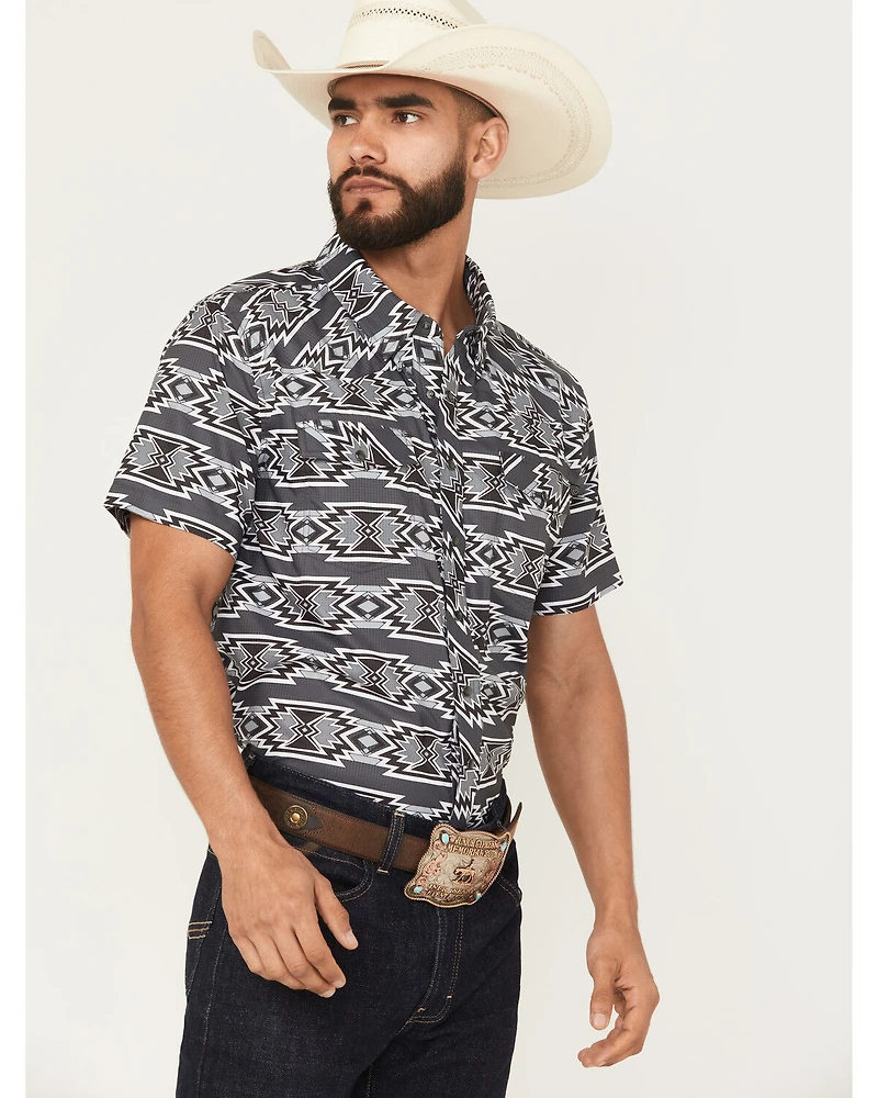 Rock & Roll Denim Men's Boot Barn Exclusive Tek Southwestern Short Sleeve Snap Stretch Western Shirt