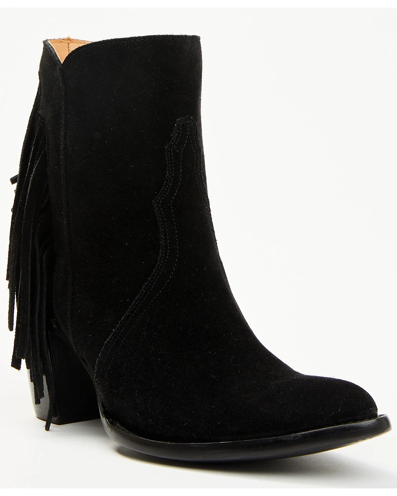 Lucchese Women's Maypop Fringe Side Zip-Up Booties - Round Toe