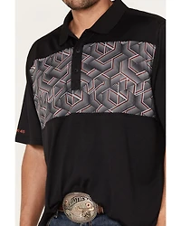 RANK 45® Men's Linear Geo Print Short Sleeve Polo Shirt